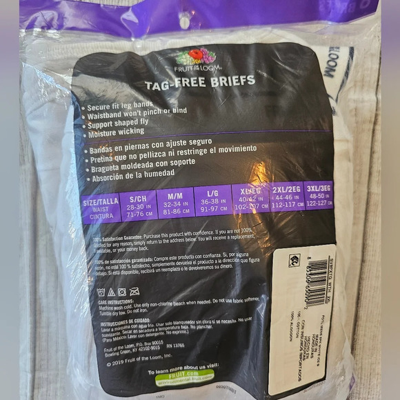 Fruit Of The Loom Size 2XL •8 Pack Tag Free White Briefs• Full Cut Soft New - Picture 4 of 5